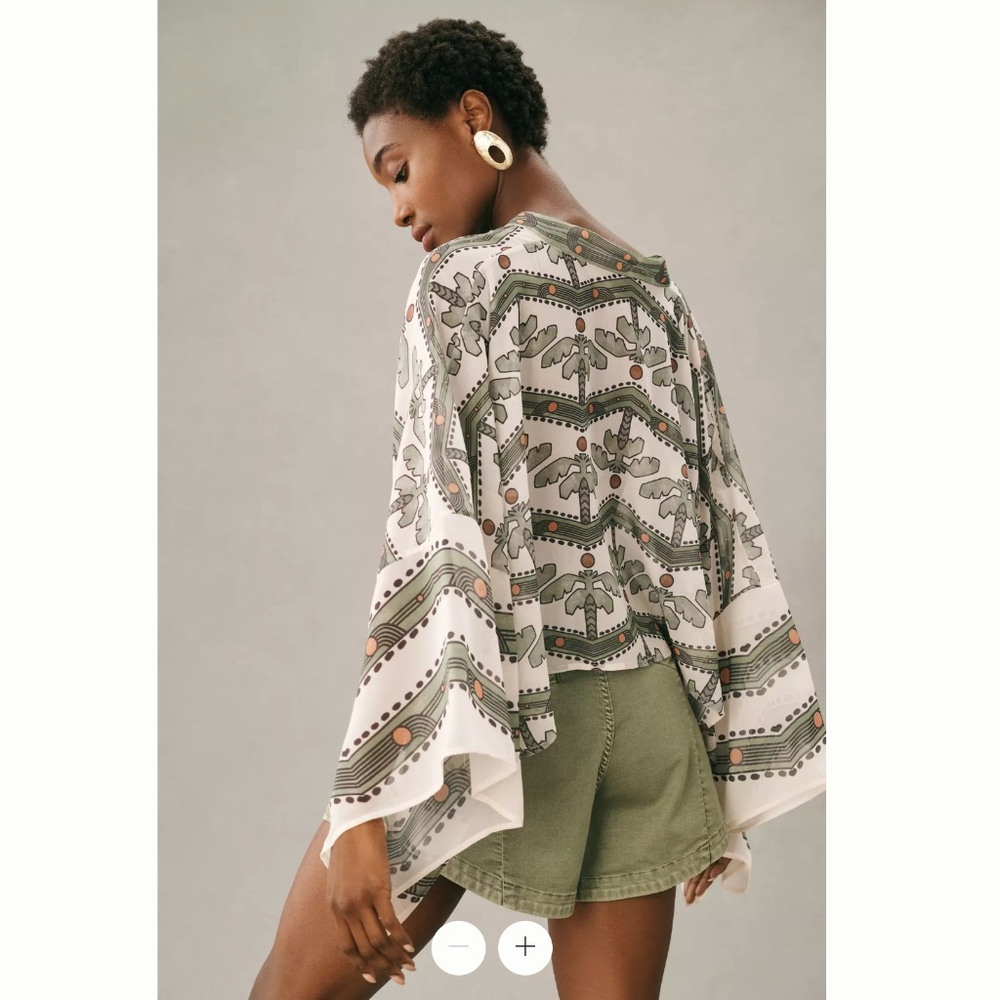 Anthropologie Printed Wrap Top- One Size